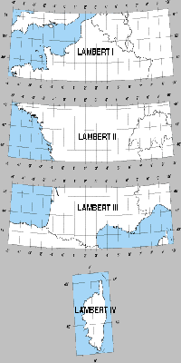 Les 4 zones Lambert